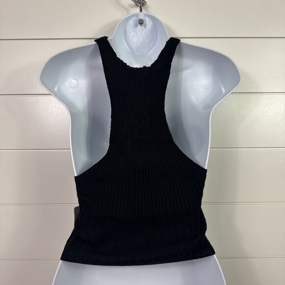 Free People Black Ribbed Knit Crop Top - Picture 5 of 6